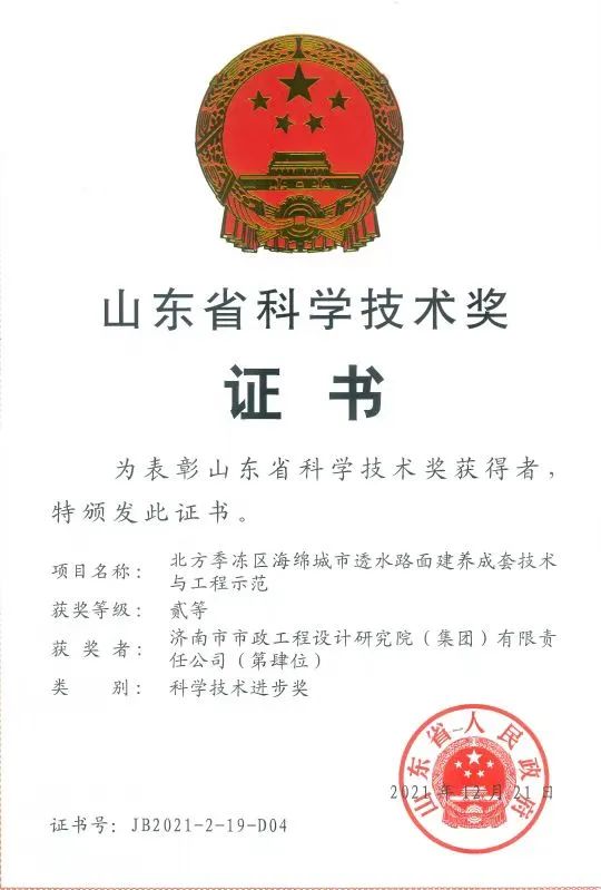 集團(tuán)榮獲山東科學(xué)技術(shù)獎二等獎